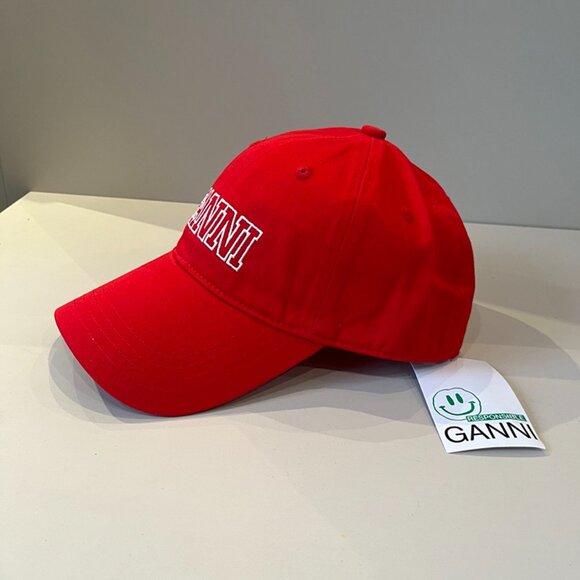 Ganni Red Baseball Cap - Picture 3 of 8